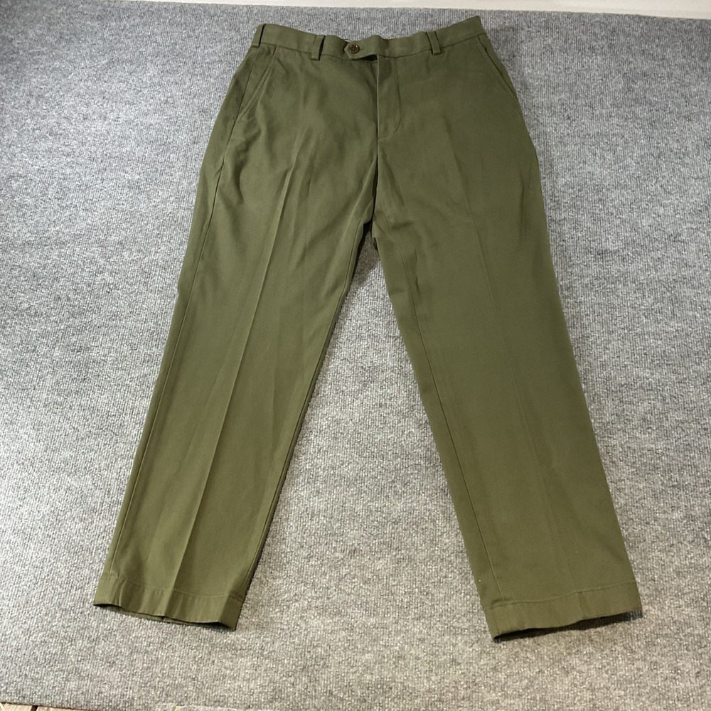 Brooks Brothers Clark Fit Chinos Mens 35x30 Olive Green Supima Cotton Stretch
